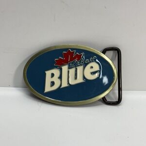 Vintage Labatt Blue Belt Buckle Y2K Beer Logo Blue Metal Canada